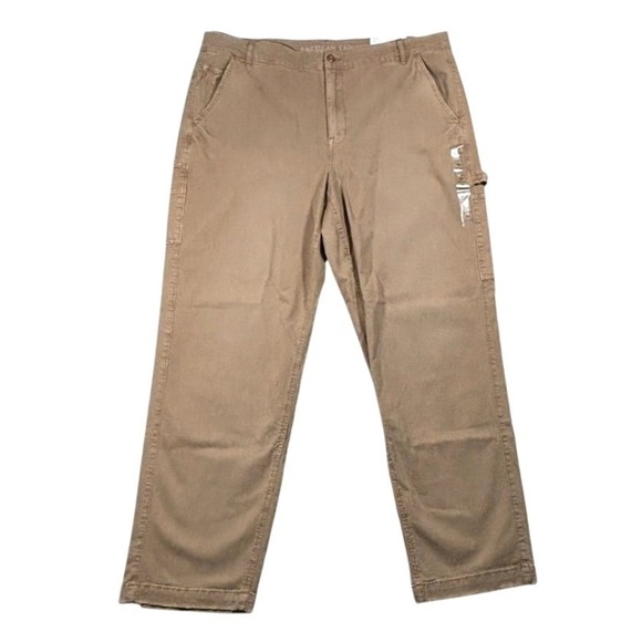 American Eagle Outfitters Denim - American Eagle Women's Tan Carpenter Pants 20W High Rise Straight Utility Cargo